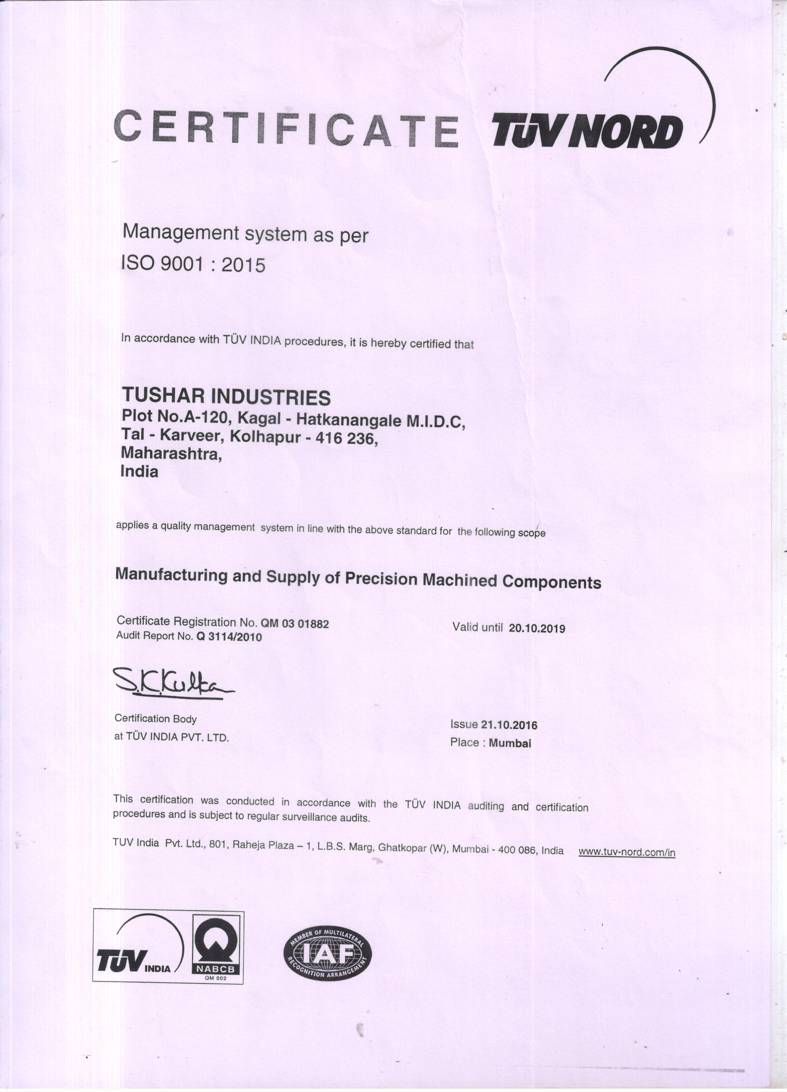 ISO 9001 Certificate